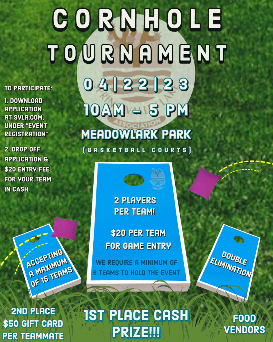Cornhole Tournament: April 22nd from 10 AM to 5:00 PM at Meadowlark Park