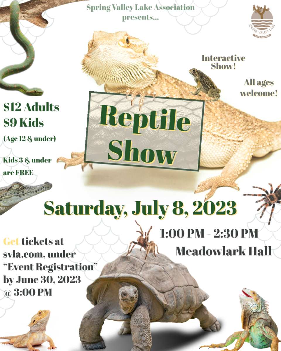 Reptile Show: Saturday, July 8th / 1:00 PM / Community Center