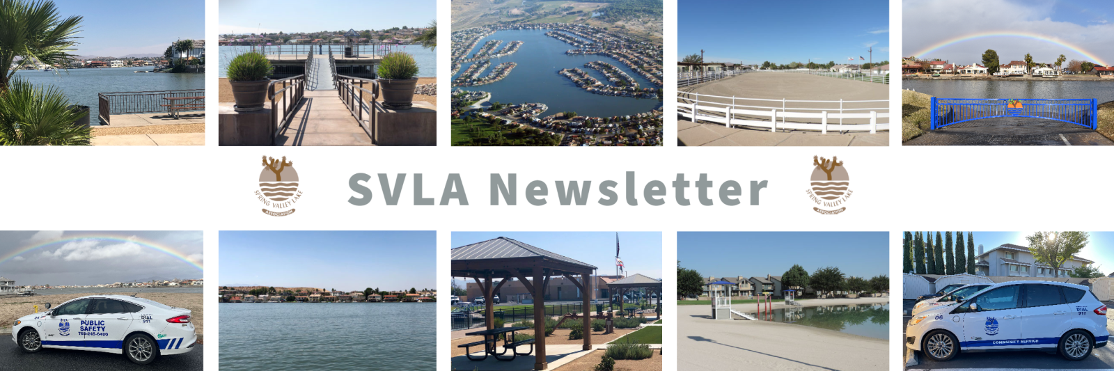 SVLA Newsletter: Displaying photos around the SVL Community (lake, fishing areas, beach, Horse arena)