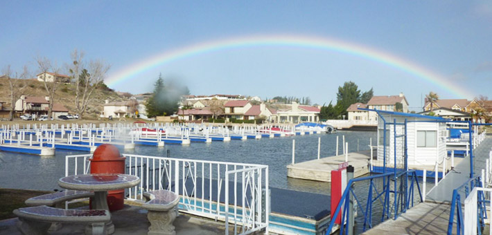 rainbow over  marina